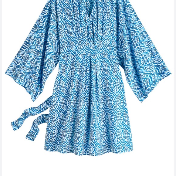Coolibar Turquoise and White Cover Up/Dress/Kimono UPF 50+. Large - Picture 2 of 8